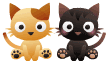 動物「三毛猫と黒猫」のアニメーション