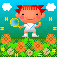 テニスをする女の子のイラスト