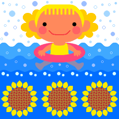 海で泳ぐ女の子のイラスト
