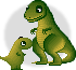 ティラノサウルスの親子のアニメ