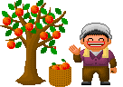 柿をとっているお母さんの大きなアニメ