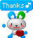 うさぎと「Thanks♪」の文字付きアアニメ
