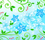 水色背景の蔓と花のスマートフォン壁紙