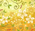 黄色背景の蔓と花のスマートフォン壁紙