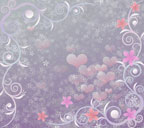 紫色背景の蔓と小花とハートのスマートフォン壁紙