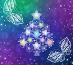 青系色背景の星のツリーと蝶のスマートフォン壁紙