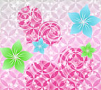 白色からピンク色へのグラデーョン背景の巻き蔓模様ハートと花のスマートフォン壁紙
