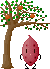 柿の木の下のサツマイモのアニメ